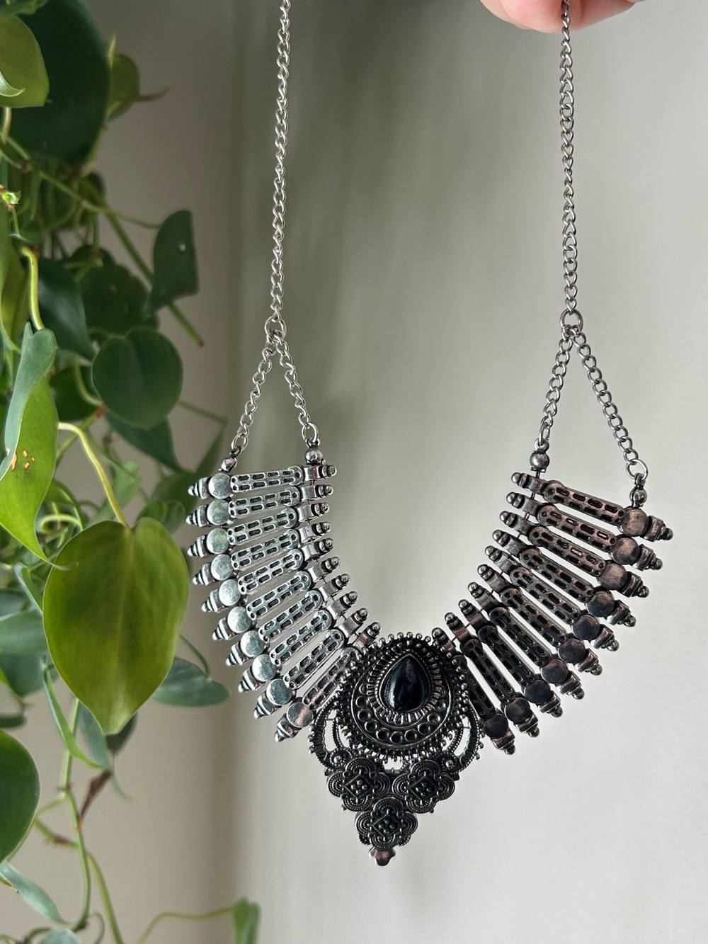 Bohemian Silver Statement Necklace